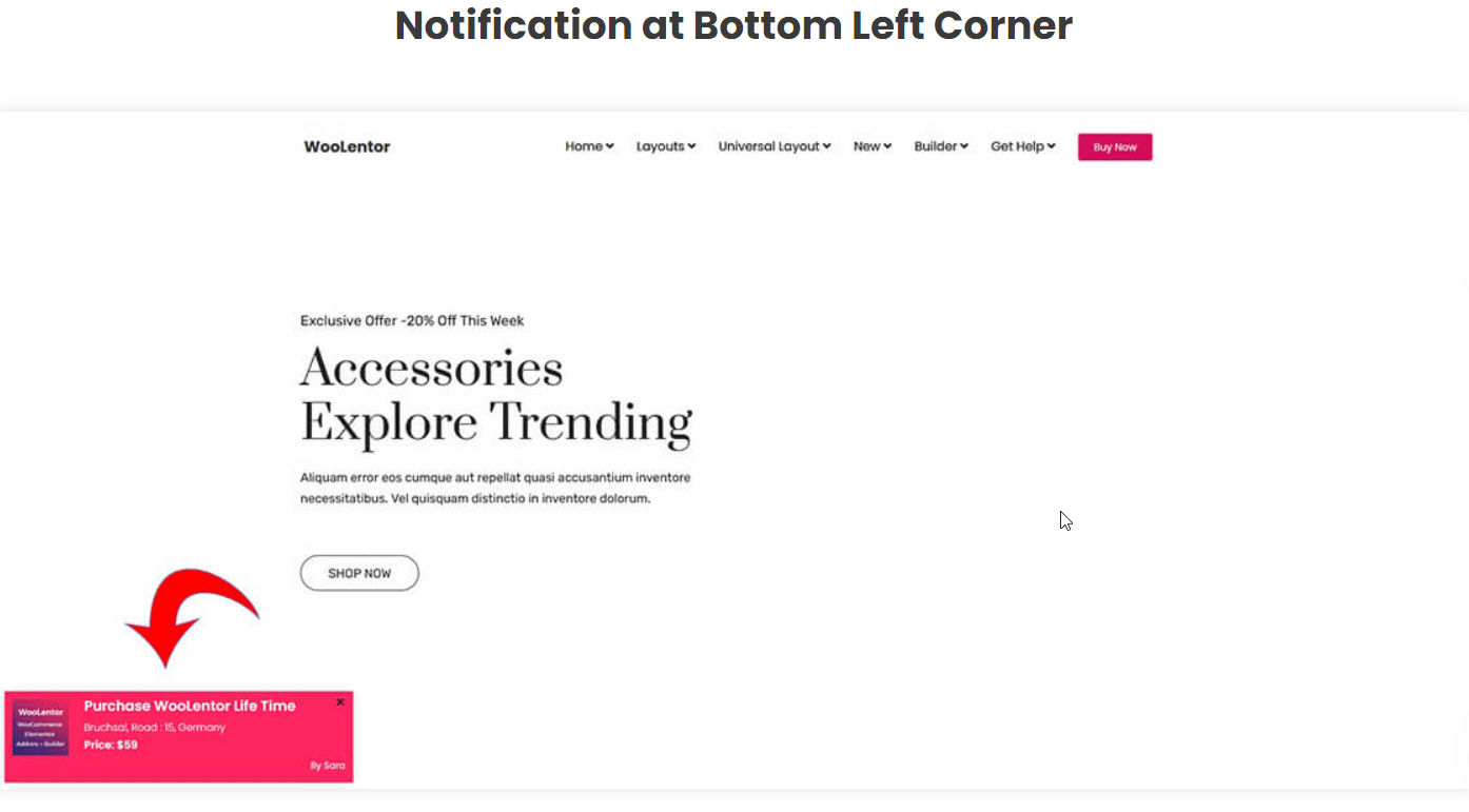 WooLentor WooCommerce builder- إشعار المبيعات