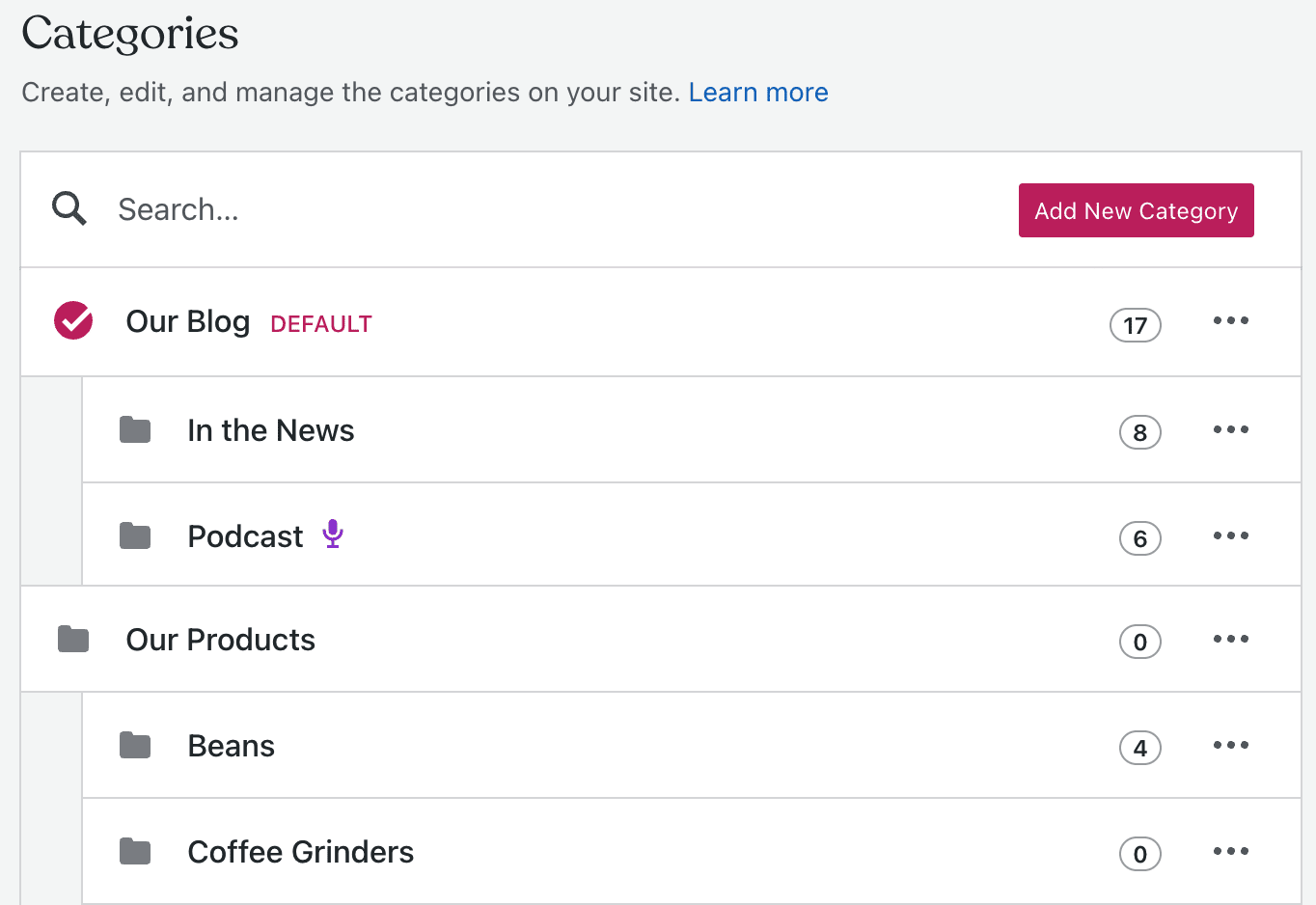 Categorie di post di WordPress