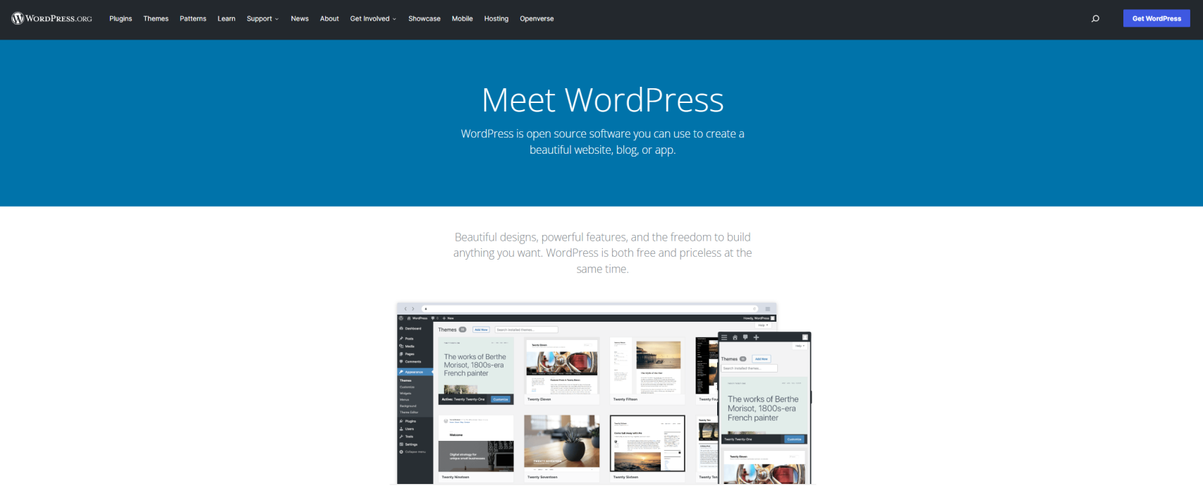 Pagina iniziale di WordPress.org