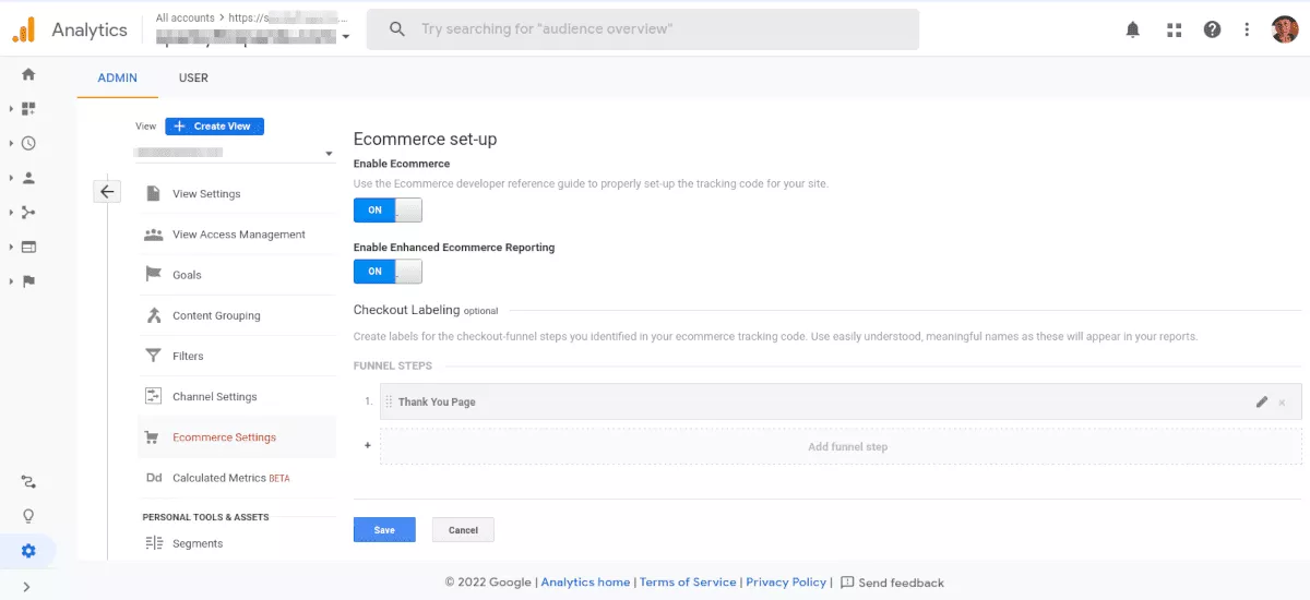 screenshot della dashboard di Google Analytics