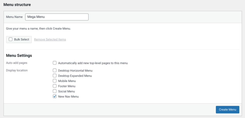 Erstellen eines neuen Menüs in WordPress