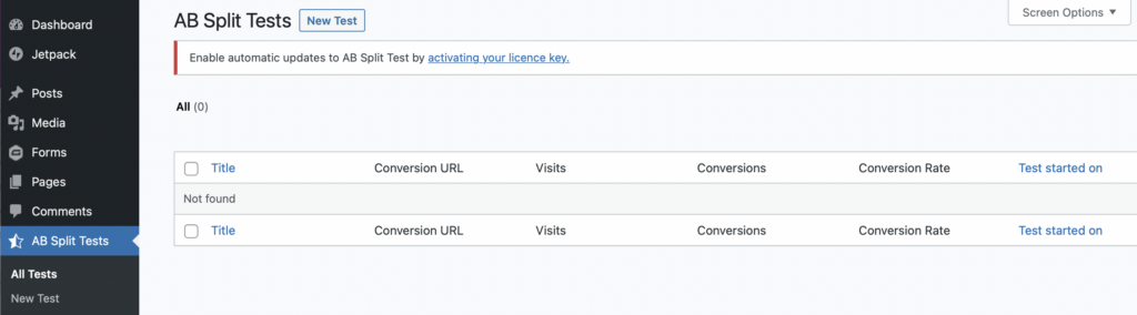 Erstellen Sie einen neuen AB-Split-Test in WordPress