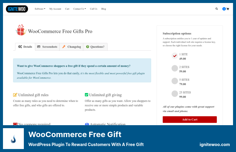 WooCommerce Free Gift Plugin - WordPress Plugin, um Kunden mit einem kostenlosen Geschenk zu belohnen