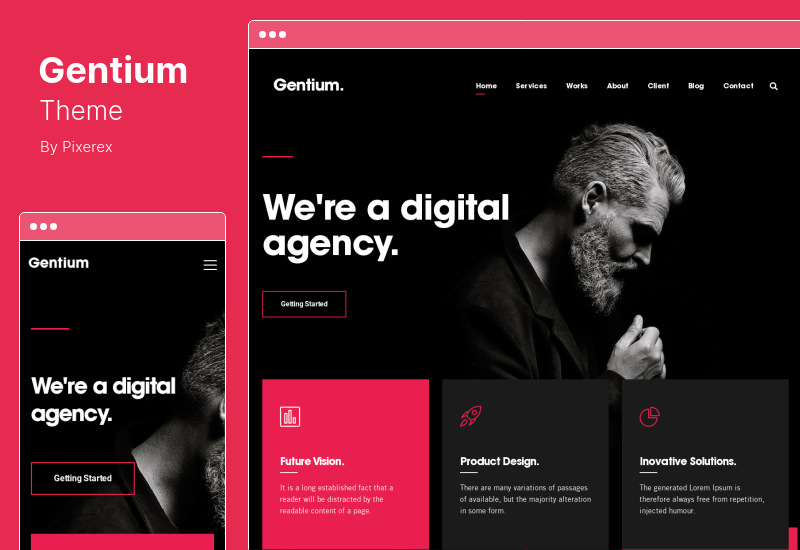 موضوع Gentium - سمة WordPress للوكالة الرقمية الإبداعية