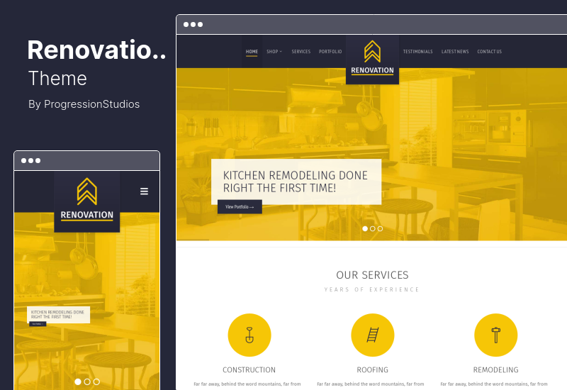 Renovierungsthema - WordPress-Theme für Bauunternehmen