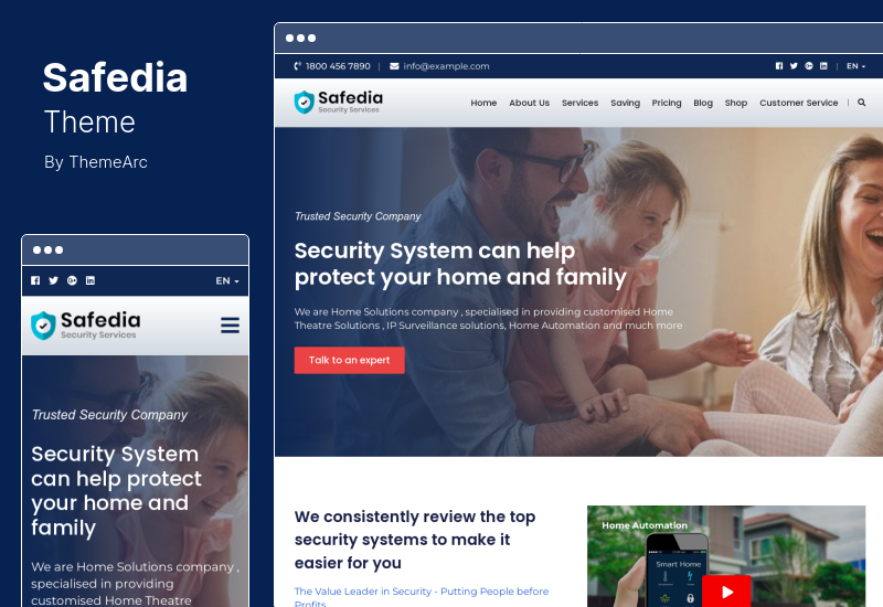 Safedia 테마 - 홈 보안 WordPress 테마
