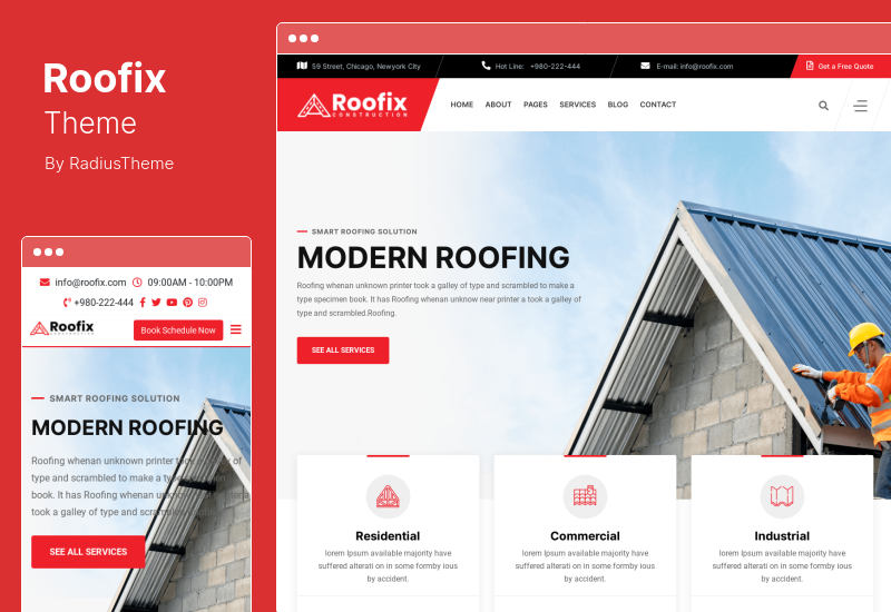 Roofix 테마 - 루핑 서비스 WordPress 테마