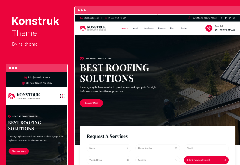 Konstruk 테마 - 건설 WordPress 테마