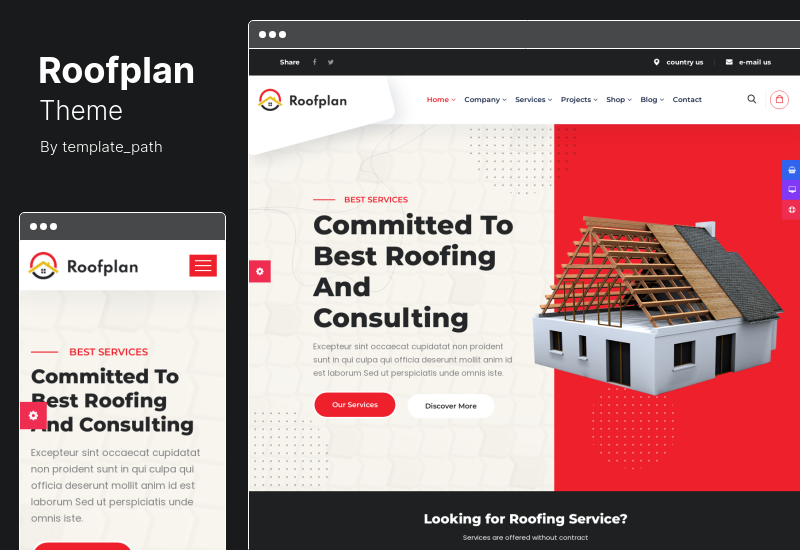 Roofplan 테마 - 루핑 서비스 WordPress 테마