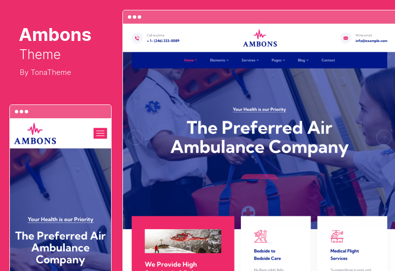 Ambons Theme – Ambulance Service WordPress Theme