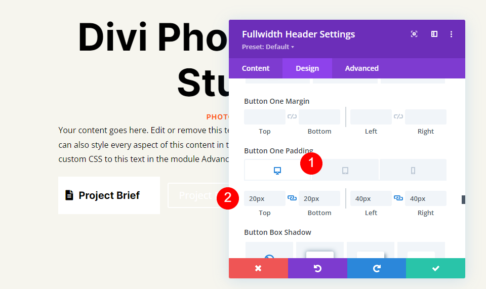 Configuración del módulo de encabezado de pantalla completa