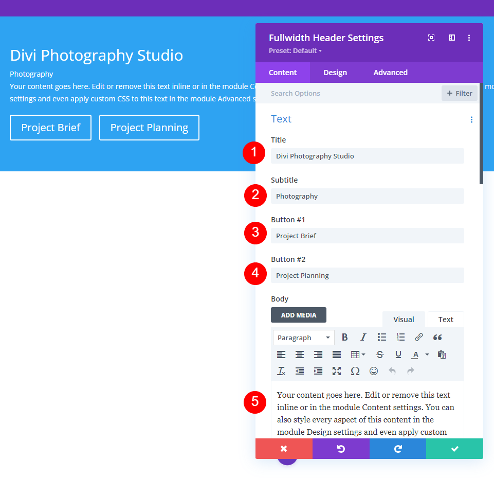 Configuración del módulo de encabezado de pantalla completa