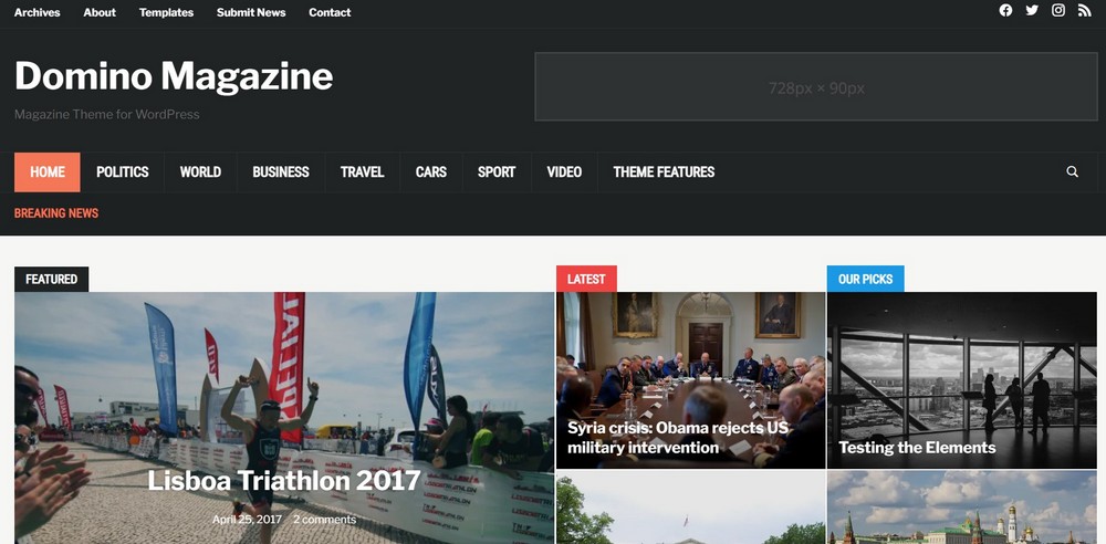 Tema WordPress majalah Domino