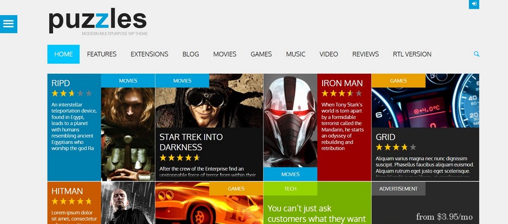 Teka-teki tema metro WordPress