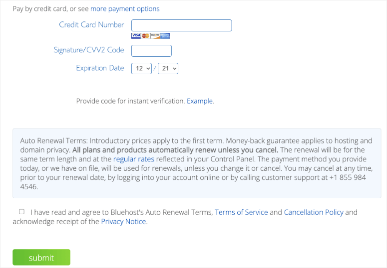 خيارات الدفع لـ Bluehost - IsItWP - برنامج Free WordPress Theme Detector bluehost payment options