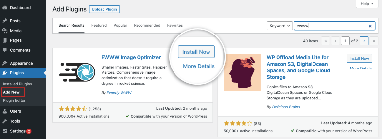 قم بتثبيت محسن الصور ewww - IsItWP - Free WordPress Theme Detector install ewww image optimizer