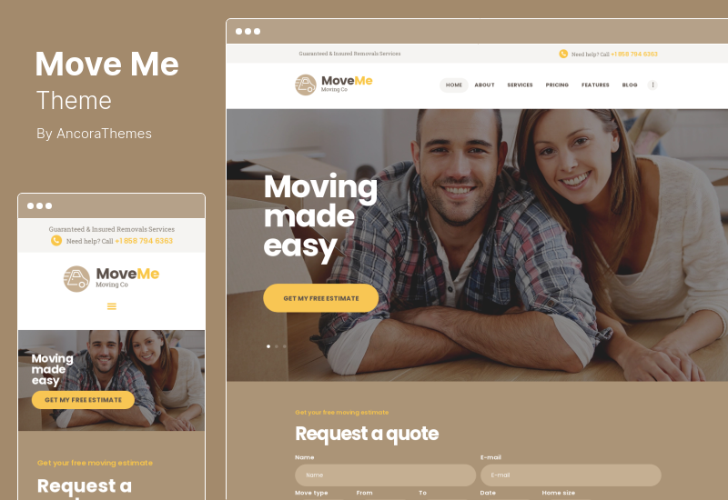 MoveMe 主题 - 搬家和仓储搬迁公司 WordPress 主题