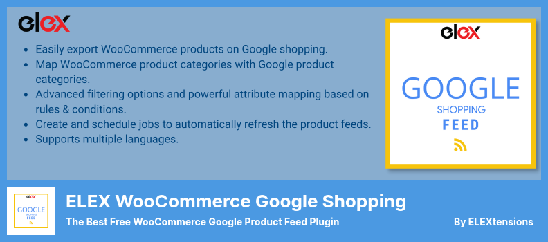 ELEX WooCommerce 谷歌购物插件 - 最好的免费 WooCommerce 谷歌产品提要插件