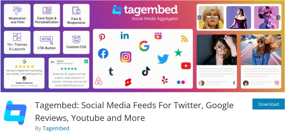 feeds de redes sociales de Tagembed