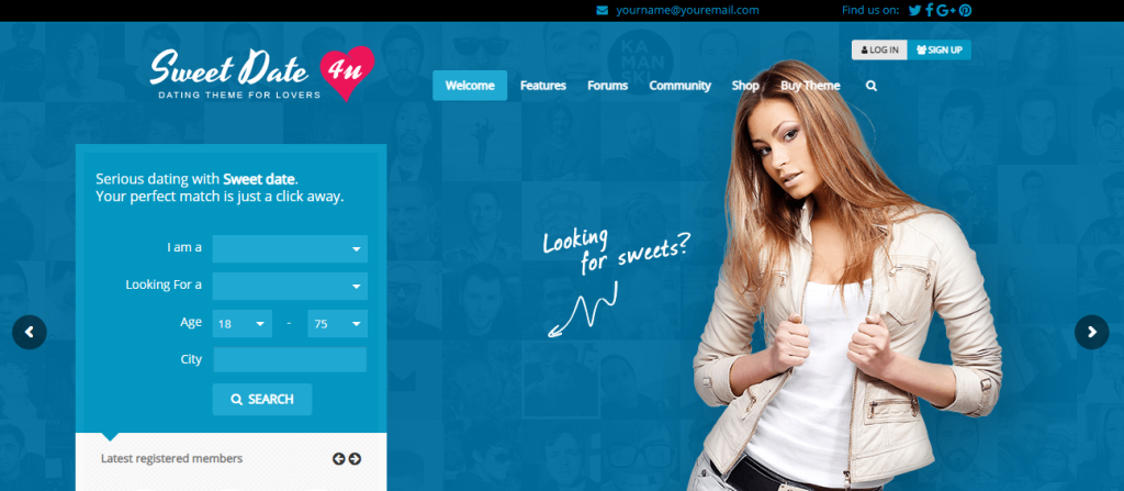 sweet date bom e charmoso criador de namoro premium wordpress