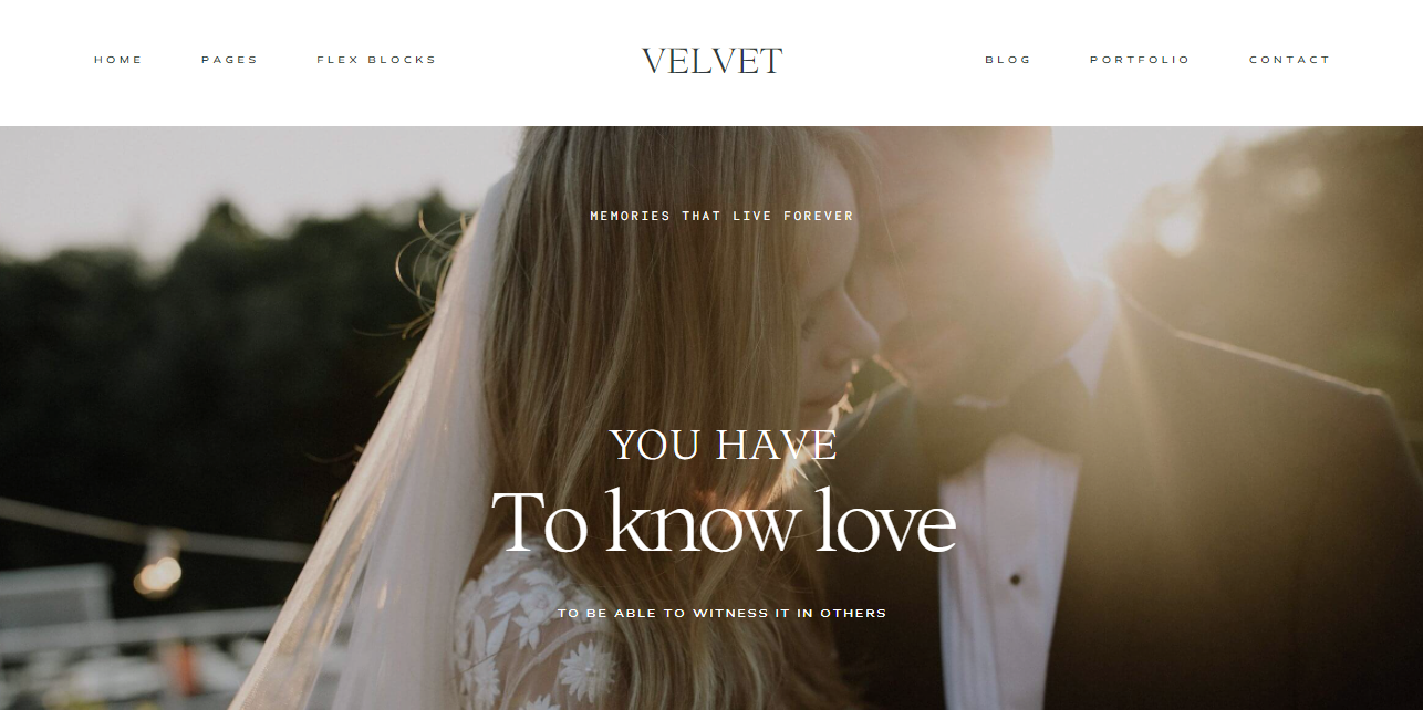 velours un thème wordpress pour la photographie de mariage et d'événement