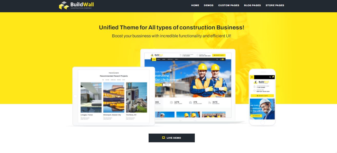 buildwall ausgezeichnetes templatemonster WordPress-Theme für den Bau
