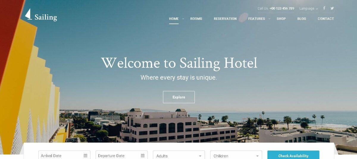 Segeln perfekte Hotel-Website-Toolbox