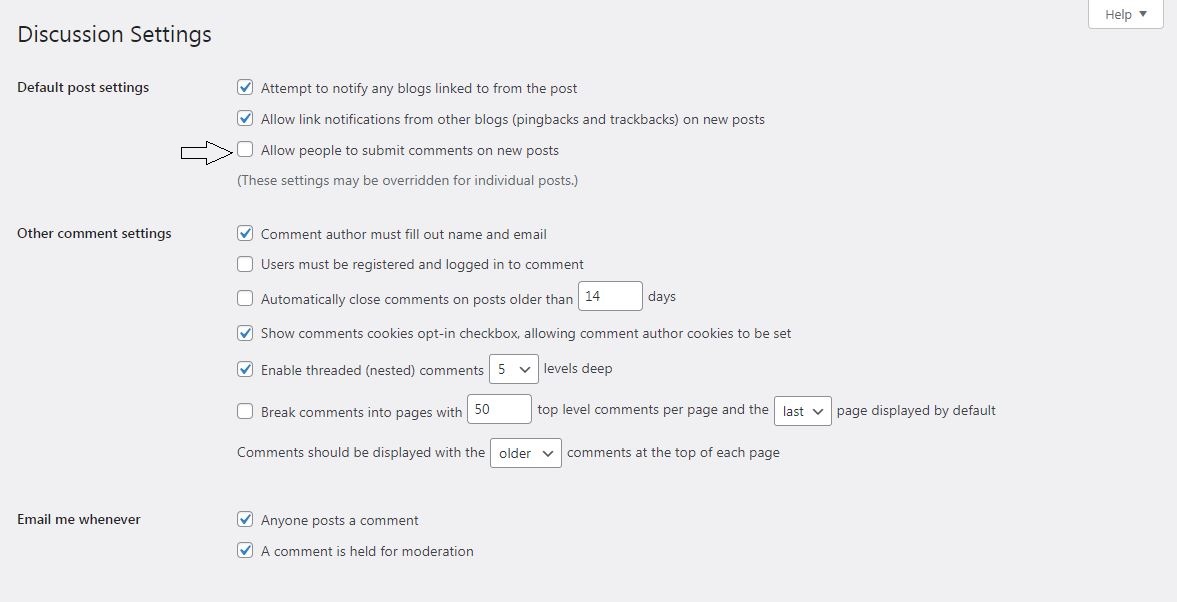 global wordpress kommentare deaktivieren