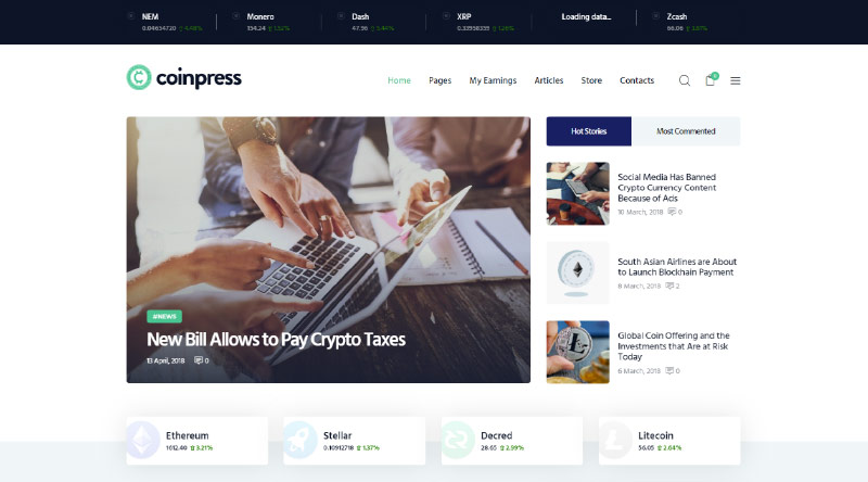 Top 5+ des thèmes WordPress NFT 3 Coinpress WordPress Theme
