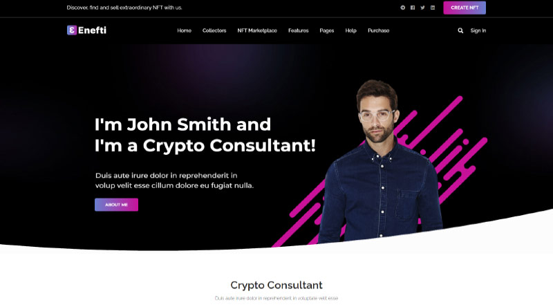Top 5+ des thèmes WordPress NFT 8 Enefti WordPress Theme