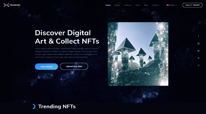 Top 5+ des thèmes WordPress NFT 4 Hoverex WordPress Theme