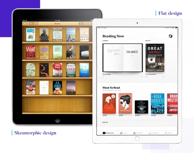Evoluția Apple de la skeuomorf la plat