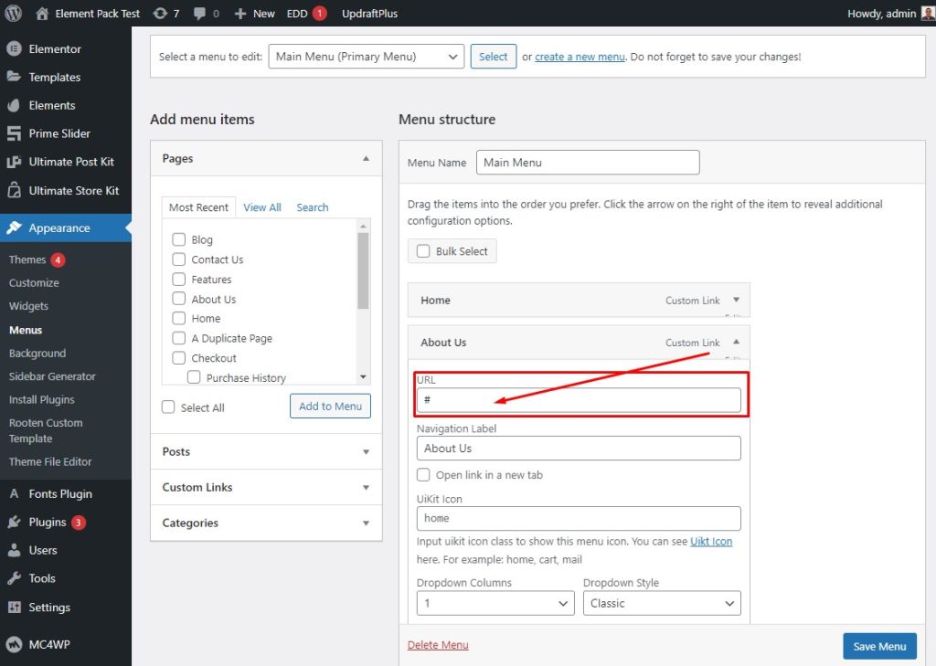 Comment créer un meilleur en-tête de navigation pour WordPress 6 make a custom menu from wordpress menus option 2 - BdThemes