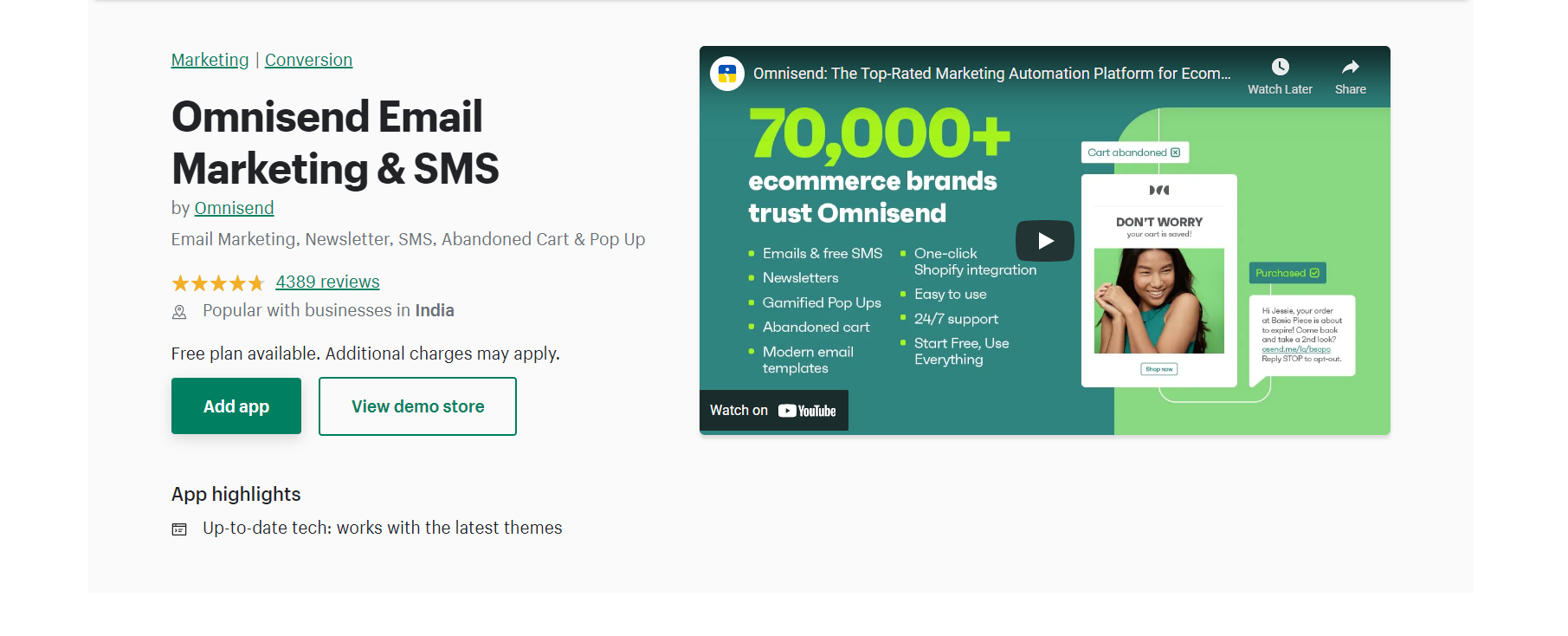Omnisend 电子邮件营销-Shopify Dropshipping 应用程序