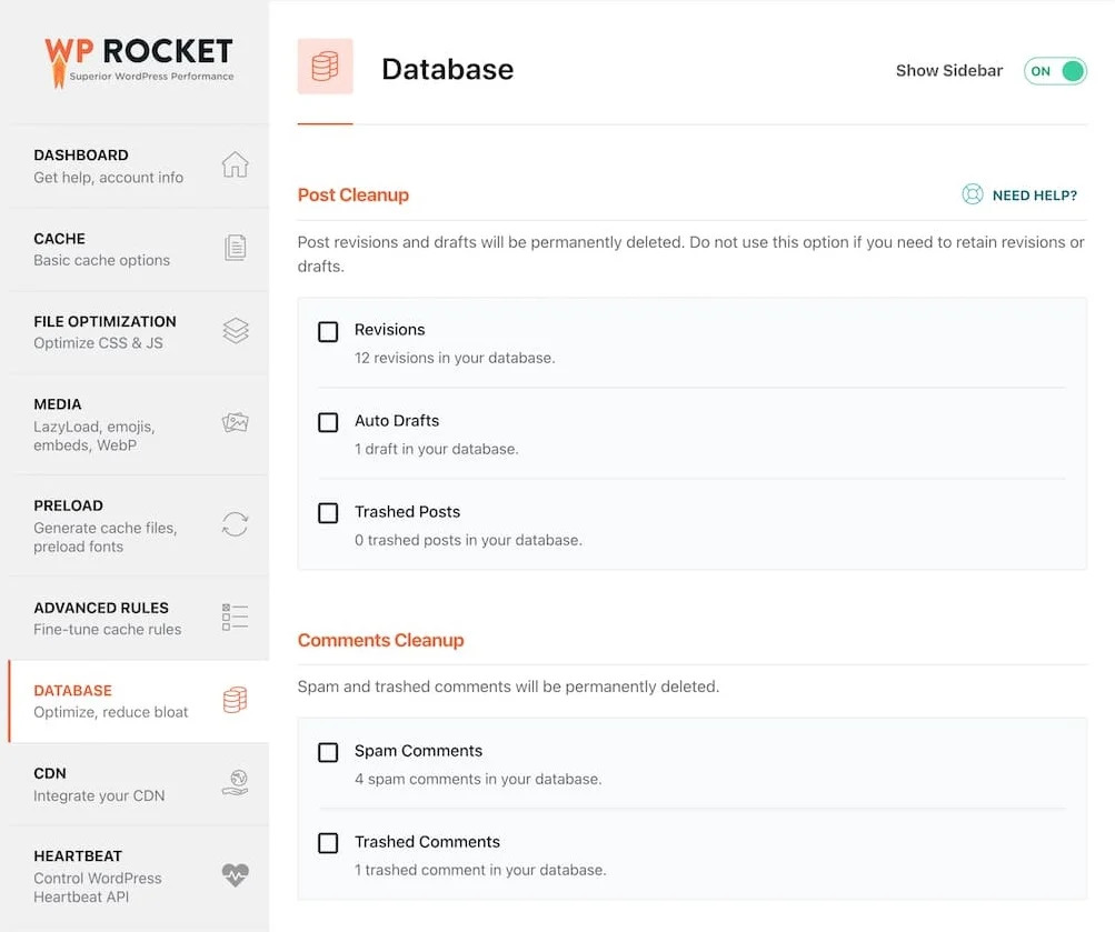 Optimización de datos de WP Rocket