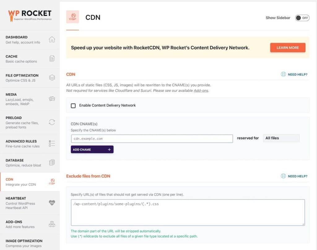 Configurar CDN en WP Rocket