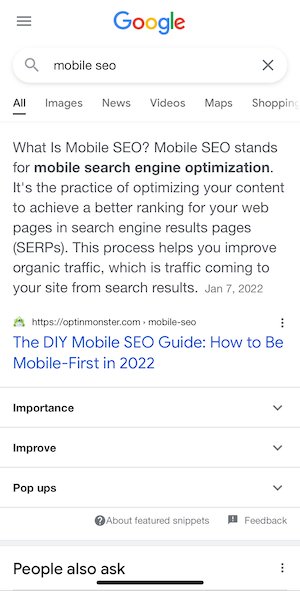 SEO per dispositivi mobili
