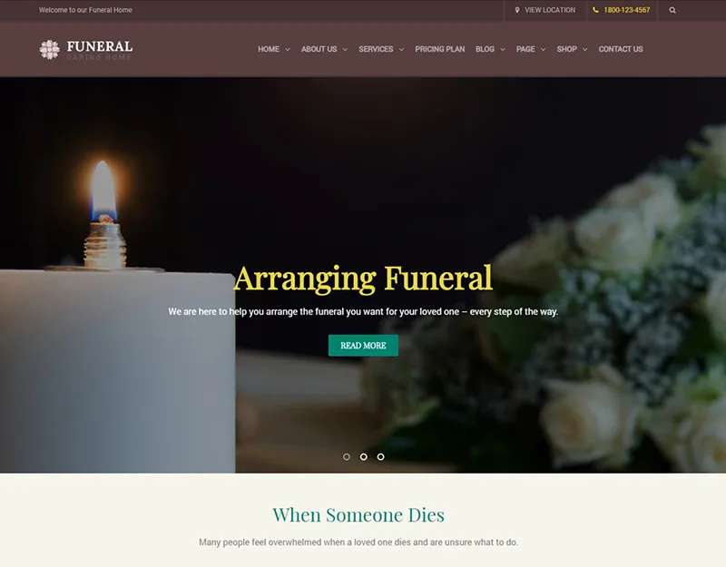 Funérailles | Thème WordPress réactif pour les services funéraires