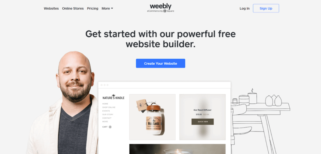 página de inicio de weebly