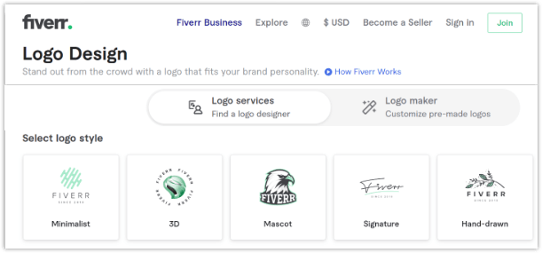 徽標工具，Fiverr