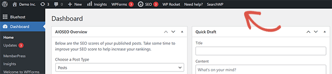 Bilah alat admin WordPress WordPress admin toolbar