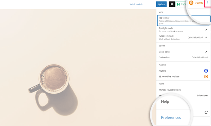 Preferensi editor blok Block editor Preferences