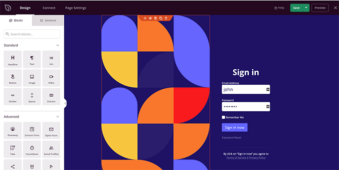 Pembuat halaman masuk Login page builder