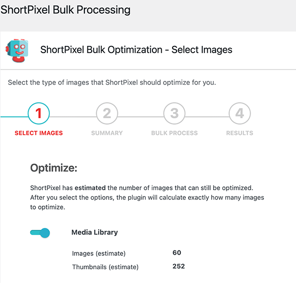 عملية تحسين ShortPixel.
