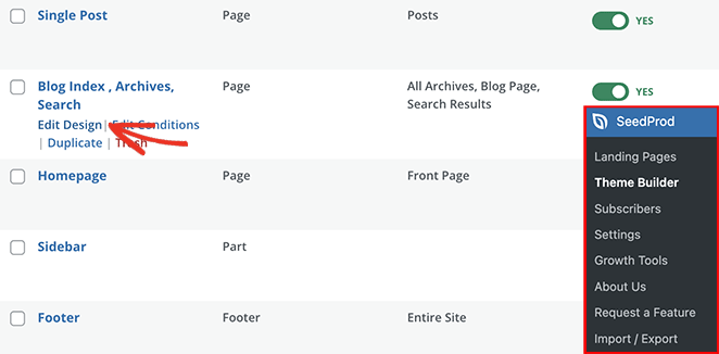 ملف قالب صفحة مدونة SeedProd Edit blog page theme file with SeedProd