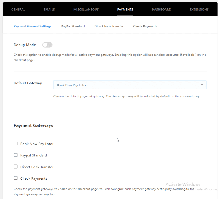 Impostazione dei gateway di pagamento di WP Travel Engine