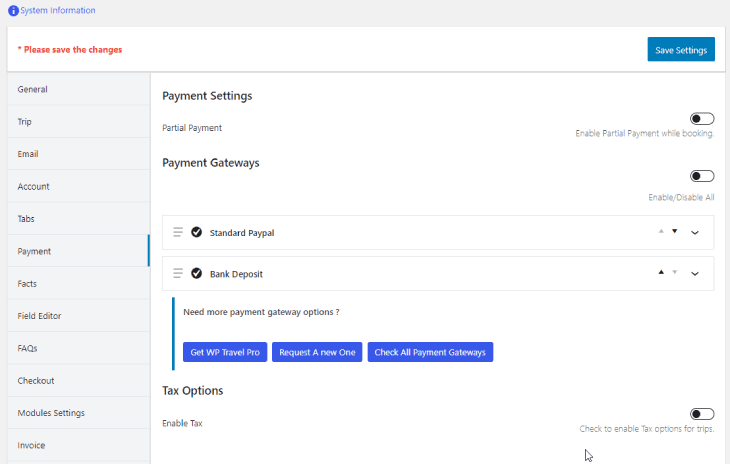 Impostazione dei gateway di pagamento di WP Travel