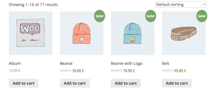 Un negozio online creato utilizzando WooCommerce An online store created using WooCommerce