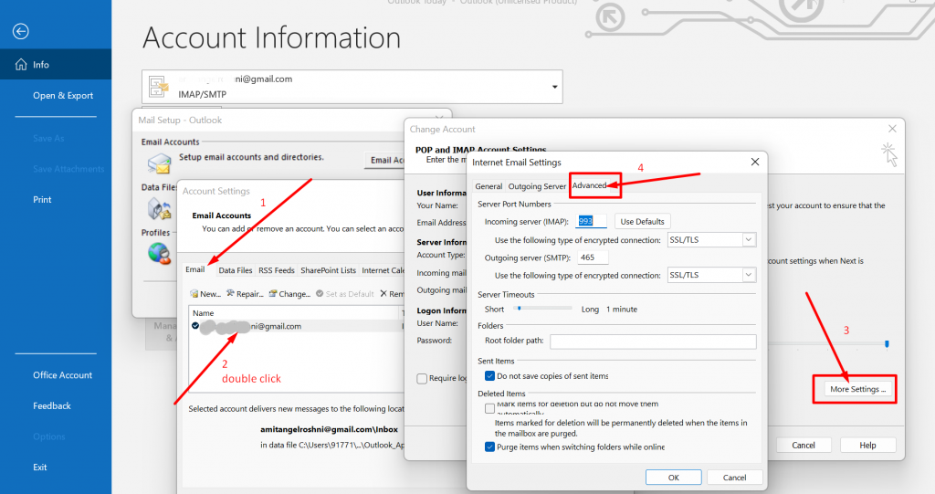 Wie konfiguriere ich die richtigen Outlook-SMTP-Einstellungen zum Senden von E-Mails? 10 Find the Smtp Server in Outlook 365 step 5