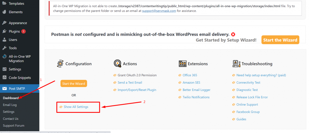 Wie konfiguriere ich die richtigen Outlook-SMTP-Einstellungen zum Senden von E-Mails? 18 Post SMTP dashboard